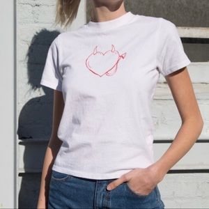 Brandy Melville white heart shirt